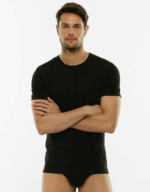 Lovable T-Shirt girocollo Cotton Stretch in cotone elasticizzato, nero Economico