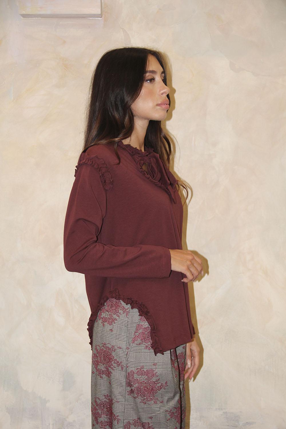 ROSÈ A POIS Ricchi e Poveri T-shirt Bordeaux Offerta